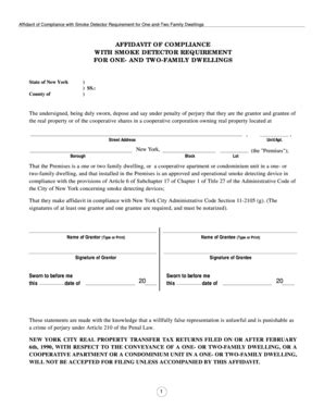 Bill Of Sale Form New York Affidavit Of Compliance With Smoke Detector ...