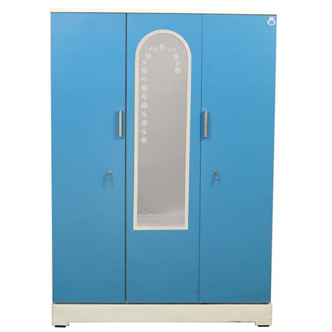 Bedroom Wardrobe Steel - Vajra 3 Door green color with dressing mirror