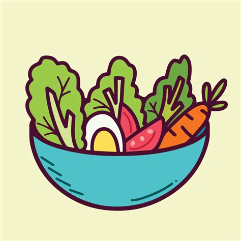 Healthy salad food for breakfast or vegan diet vector illustration with ...