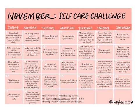 November self care challenge – Artofit