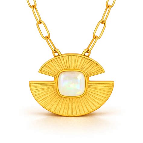 Gold Sunburst Opal Necklace Anti Tarnish for Women | YUBIRAA