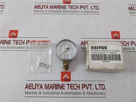 Unitor Ox 0-16 Bar Oxygen Working Gauge 171-550194 0-230 Lbf/In2 ...