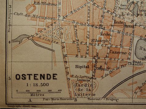 OSTEND Old Map of Ostend Belgium 1904 Original Antique City | Etsy