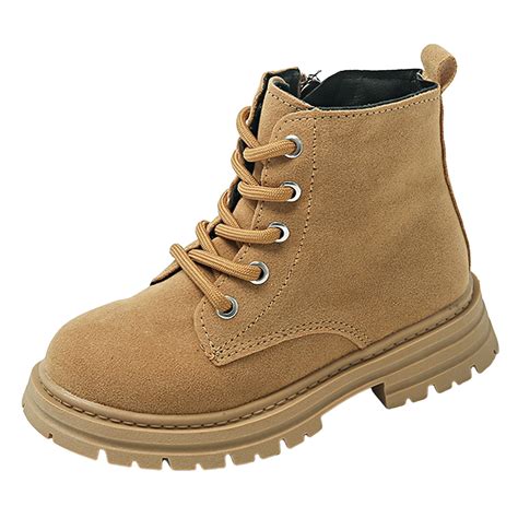 CAICJ98 Kids Work Boots Lace Up Combat Boot Side Zipper Comfortable ...