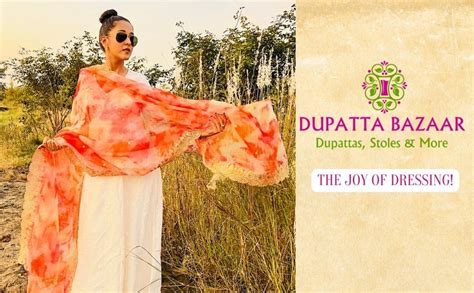 Buy DUPATTA BAZAAR Women's Multicolour Printed Organza Dupatta With ...