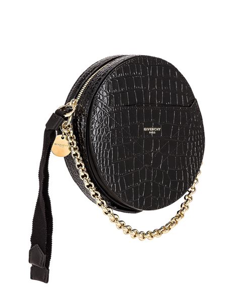 Givenchy Eden Embossed Croc Round Shoulder Bag in Black | FWRD