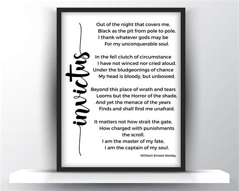 Invictus Poem By William Ernest Henley Printable Wall Art - Shark ...