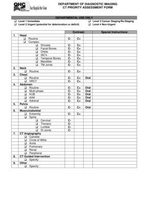 Fillable Online qhc on DEPARTMENT OF DIAGNOSTIC IMAGING CT PRIORITY ...