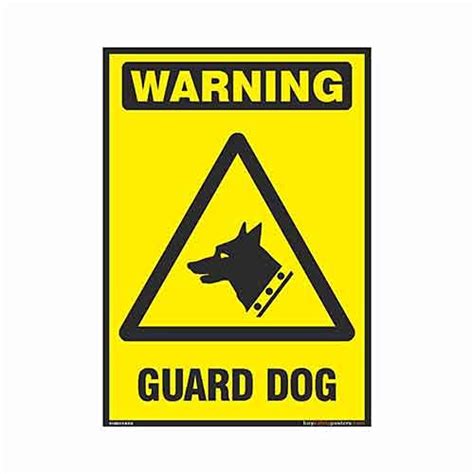 buysafetyposters.com - Guard Dog Warning Sign in English - Hard Plastic ...