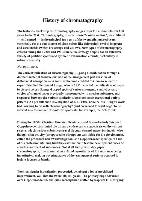 History of chromatography - Chromatography, in a real sense "variety ...