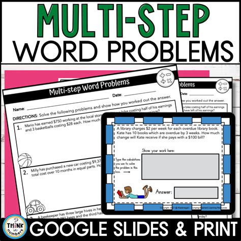 Multistep Word Problems using all 4 operations Google Slides & Print 4 ...