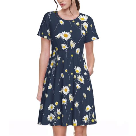 Bixox Women's Short Sleeve Summer Dress Loose Swing Knee Length Dresses ...