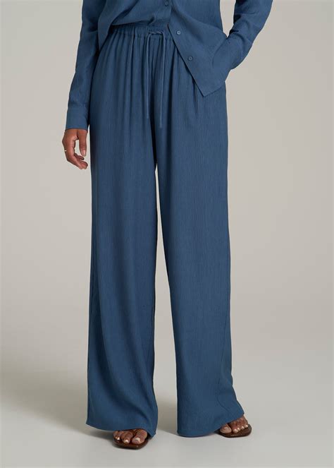 Crinkle Pull-on Wide-leg Pants for Tall Women | American Tall