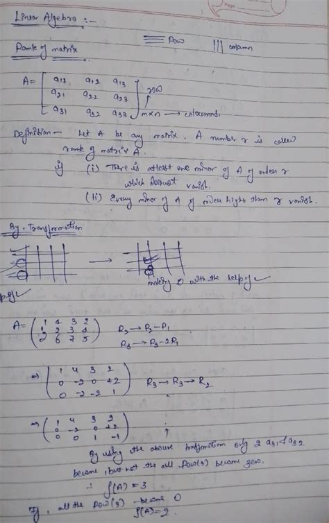 Rank of Matrix - Lectures notes - Mathematics elective - Pome A= A matx ...