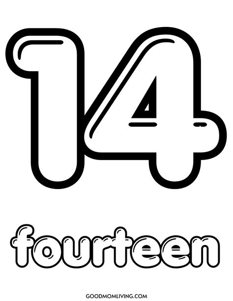 Bubble Number 14 to Print for Activities and Crafts - Good Mom Living