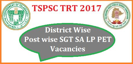 TSPSC TS DSC TRT 2017 Notification District Wise Post Wise SGT SA LP ...