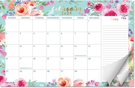 S&O Watercolor Floral Large Desk Calendar from January 2025 to June ...