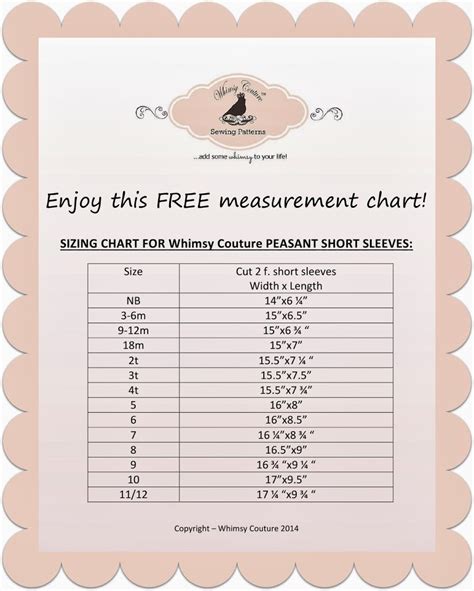 Image result for Sewing Pattern Sizing Chart