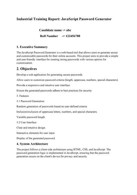 Project Report - nothing - Industrial Training Report: JavaScript ...