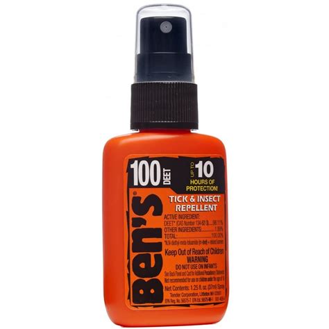 Ben’s 100% DEET Tick & Insect Repellent 1.25 oz. Pump Spray – 100 ...