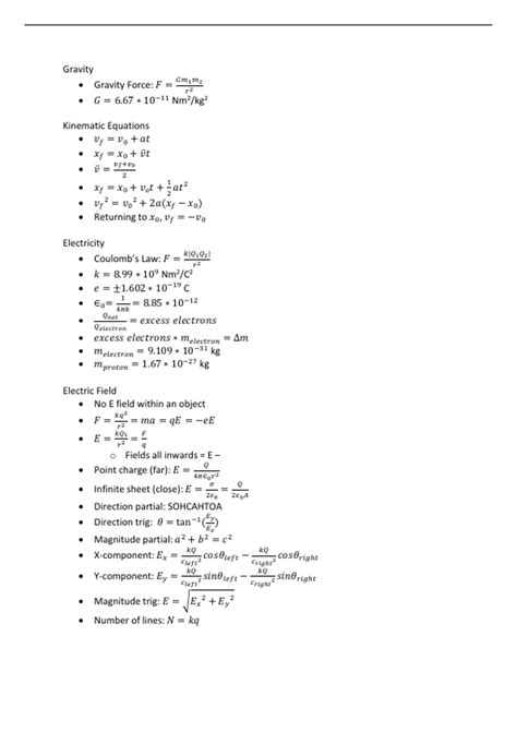 Physics 2 Equations Sheet with ALL Equations - PHY-112 (PHY112) - Stuvia US