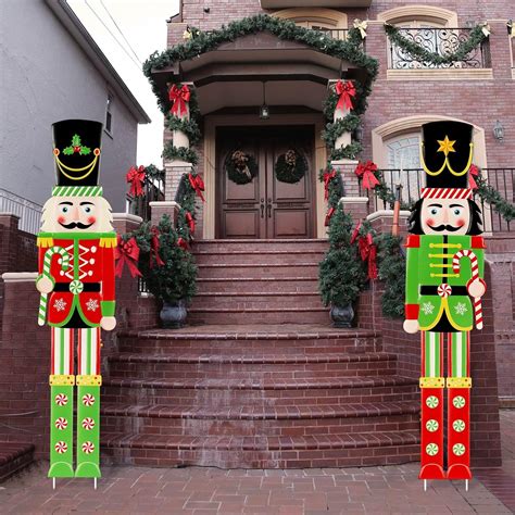 Amazon.com : Gisafai 2 Pcs 6ft Large Metal Christmas Nutcracker Outdoor ...