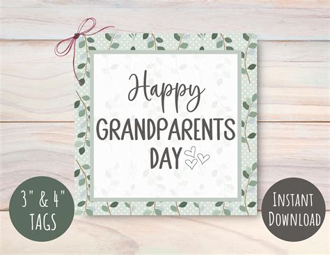 Happy Grandparents Day Gift Tag, Appreciation Gift Tag, 3" & 4" Tags ...