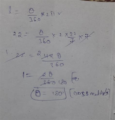 an arc of length 22cm and radius 7cm.find the angle - Brainly.in