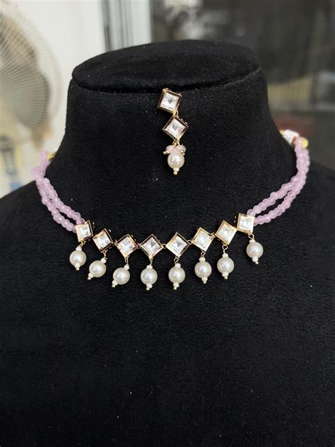 2lines beads Kundan choker – Yuvi_Collections