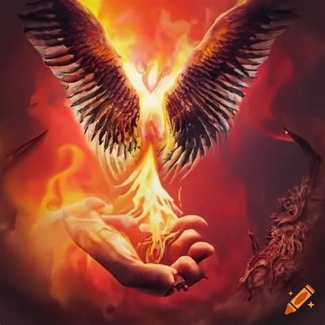 Symbol of phoenix rising from ashes