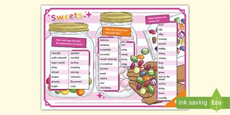 KS2 Descriptive word mat: sweets (teacher made) - Twinkl