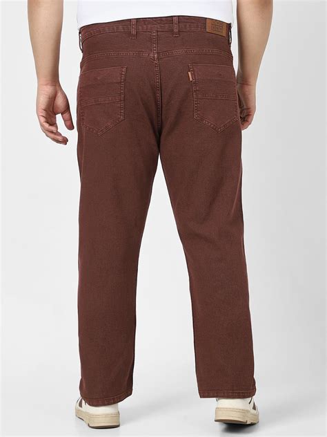 Plus Men's Brown Straight Fit Washed Jeans Stretchable – Urbano Fashion