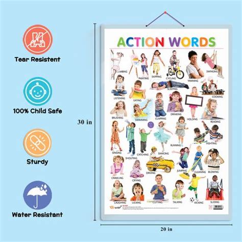 GO WOO Pack of 2 Alphabet and Action Words Educational charts with ...