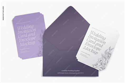 Premium PSD | Wedding invitation cards and envelope mockup, top view