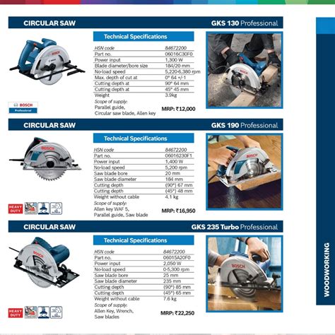 Bosch Circular Saw Wood Cutter Machines – GKS 130, 190, 235 Turbo India