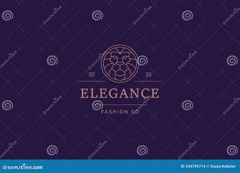 Lion Geometric Portrait Circle Line Art Logo Design Template for Fashion Brand Vector Stock ...