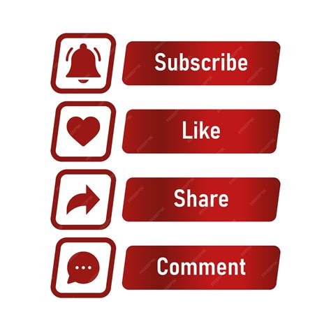 Premium Vector | Red color Subscribe like Share comment button Vector ...