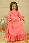 Buy Pink Chanderi Embroidery Light Lehenga Set For Girls by Pankhuri By ...