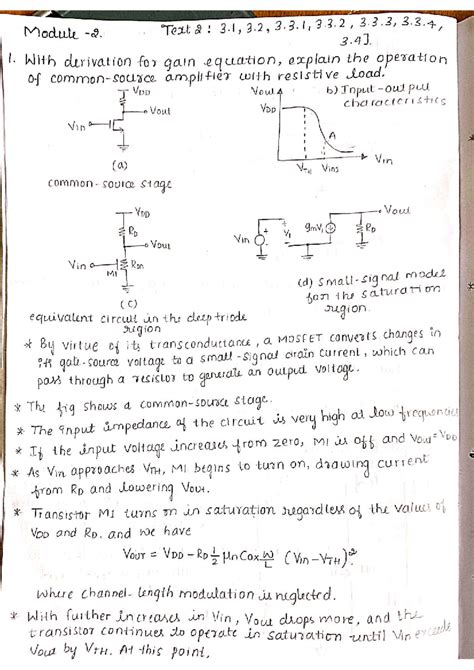 M2: Amplifier Operation with Resistive Load and Gain Derivation - Studocu