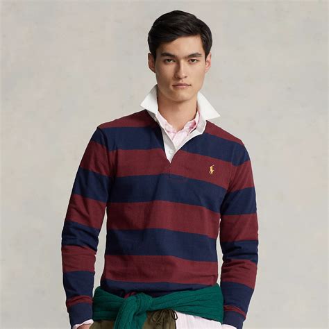Polo Ralph Lauren The Iconic Rugby Shirt In Cruise Navy/ Classic Wine ...