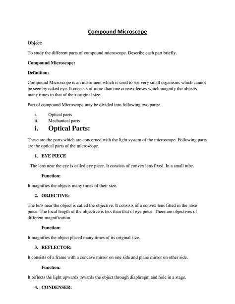 Image result for Compoud Microscope Study Guide