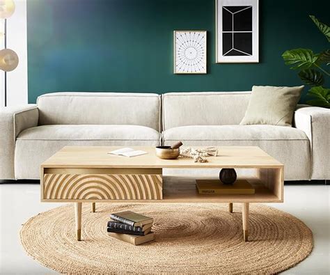 CHETAK FURNITURE Sheesham Wood Center Coffee Table with 1 Drawer and 1 ...