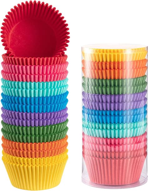 Amazon.com: Gifbera Bright Rainbow Jumbo Cupcake Liners 400-Count ...