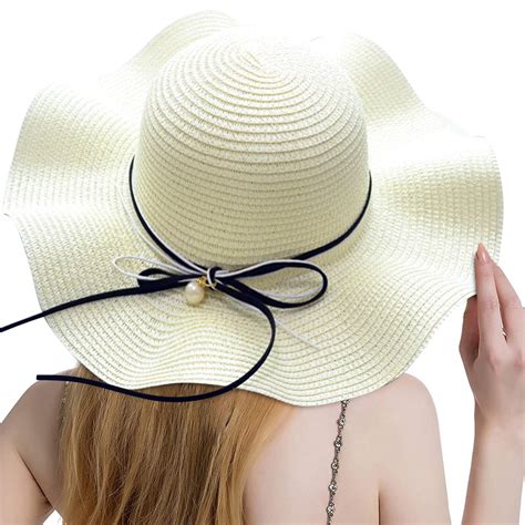 NOKIO Womens Straw Sun Hat Summer Beach Wide Brim UV Protection Hats ...