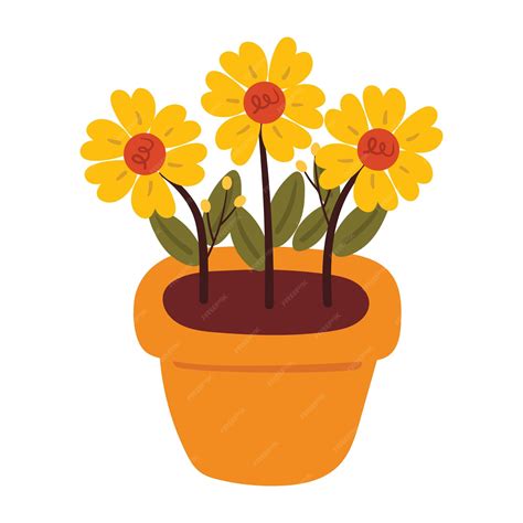 Premium Vector | Hand drawing cartoon flower pot cute drawing floral ...