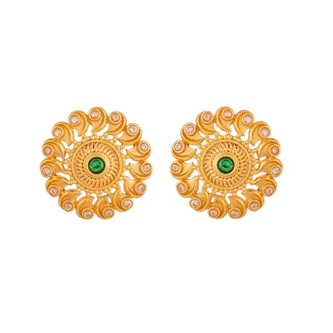 Abharan Green and White Stones Stud Earrings – VOYLLA