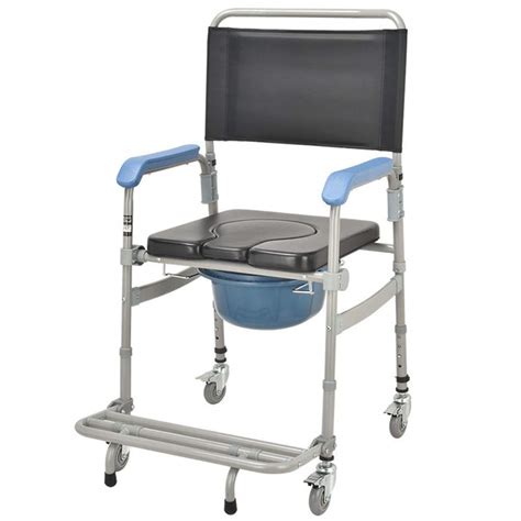 Buy Shower Commode Wheelchair, Transport Bedside Commode with Wheels ...