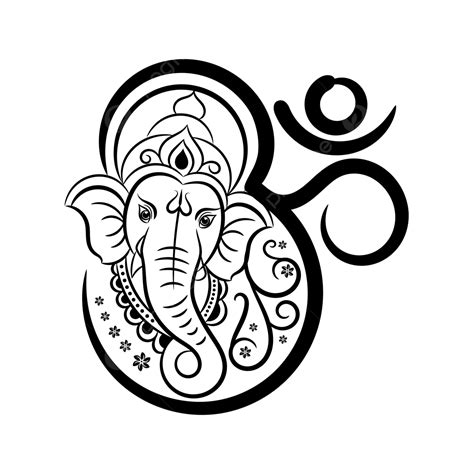 Lord Ganesha Face Illustration With Om Symbol, Lord Drawing, Face ...