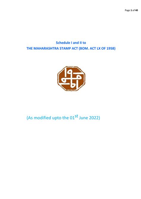 The Maharashtra Act Schedule 1 and 2 - Schedule I and II to THE ...