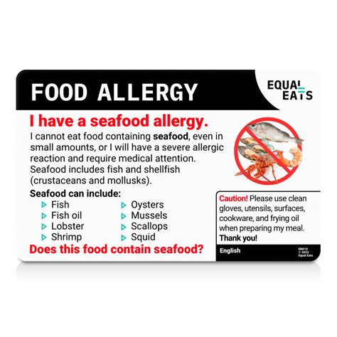Seafood Allergy Card | Your Seafood Allergies Understood | Equal Eats